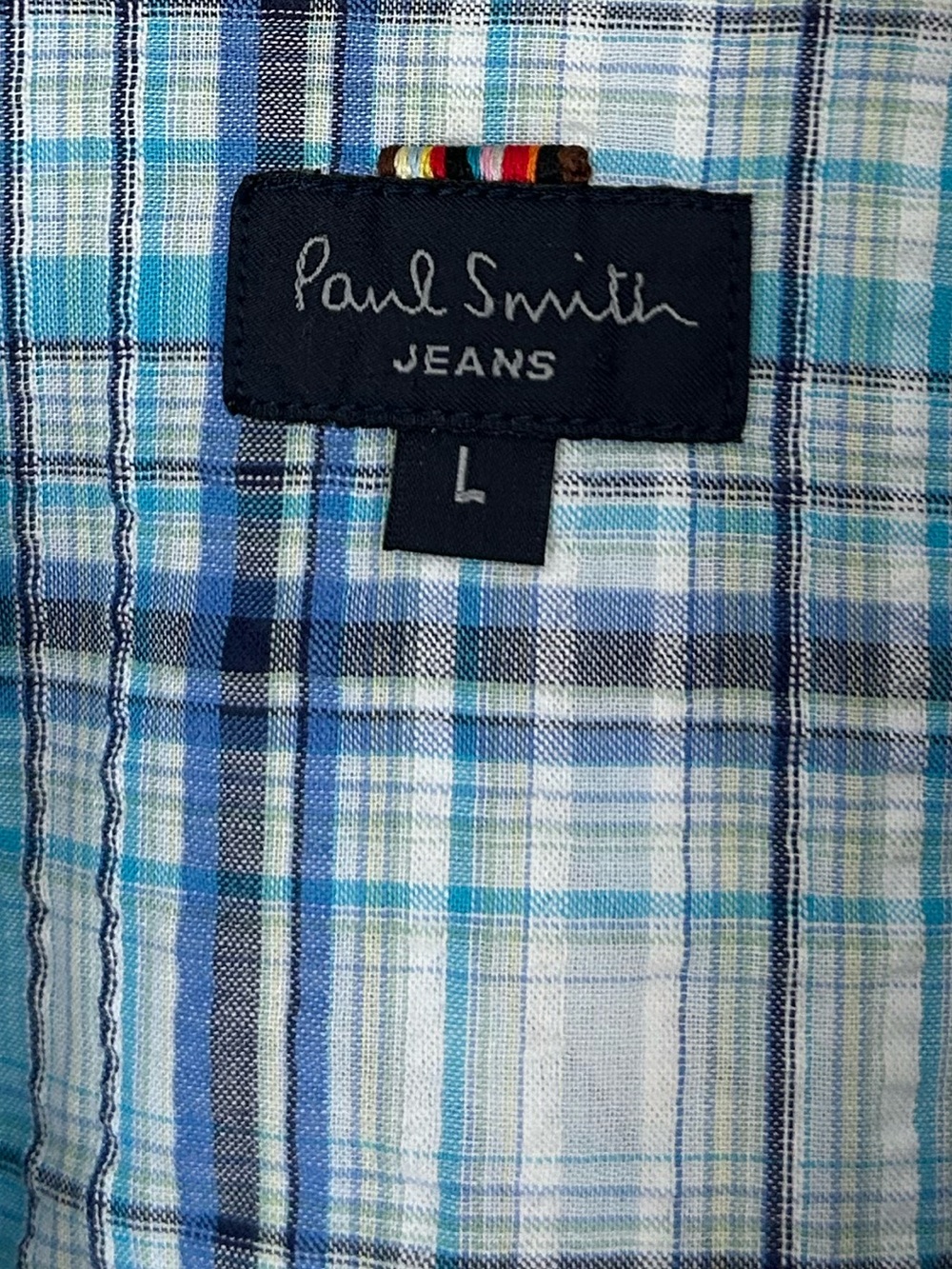 Paul Smith Jeans Mens Size L Long Sleeve Pearl Snap Button Down Plaid Shirt - Picture 3 of 16